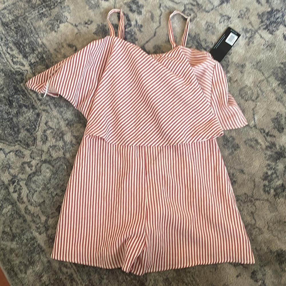 Gilli Red Ruffle Striped Romper - Picture 6 of 7